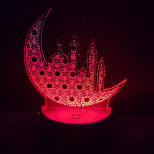 GearUP Acrylic Multicolor Night Lamp (Ramadan Mubarak) – White Base