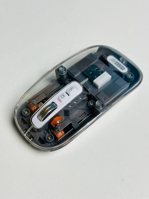 GearUP WM30 Transparent Crystal 2.4G + Bluetooth Magnetic Wireless Mouse- Gray Color